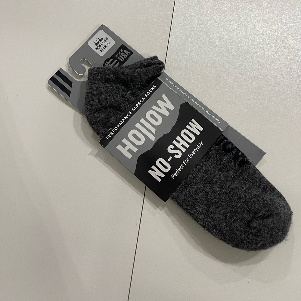 HOLLOW NO-SHOW SOCKS, GREY -XL, LARGE, MD